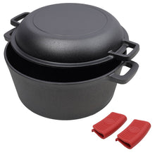 One In One Pre Seasoned Cast Iron Dutch Oven With Dual Handles, Outdoor Camping Deep Pot, With 2 Silicone Handle Covers, Banned Platform Temu
