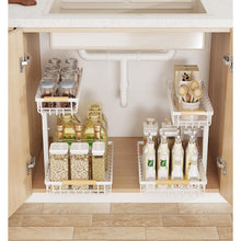 Metal Adjustable Height Two-Tier Drawer Kitchen Bathroom Under Sink Storage Rack