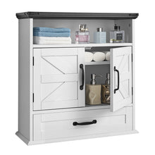 Bathroom Wall Cabinet, 2 Doors & Adjustable Shelf, Over The Toilet Storage Medicine Cabinet Wall Mounted, Hanging Organizer With Drawer & Open Partition For Laundry Room Kitchen Restroom, White