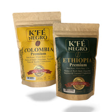 K’FE NEGRO DARK ROAST COFFEE BUNDLE Ethiopia Yirgacheffe + Colombia Excelsa | 2 x 12 oz | Whole Bean