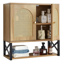 Bathroom Wall Cabinet, With 2 Doors And Adjustable Shelf, Over The Toilet Storage Medicine Cabinet Wall Mounted, Hanging Organizer With Shelves & Open Partition For Laundry Room Kitchen Restroom